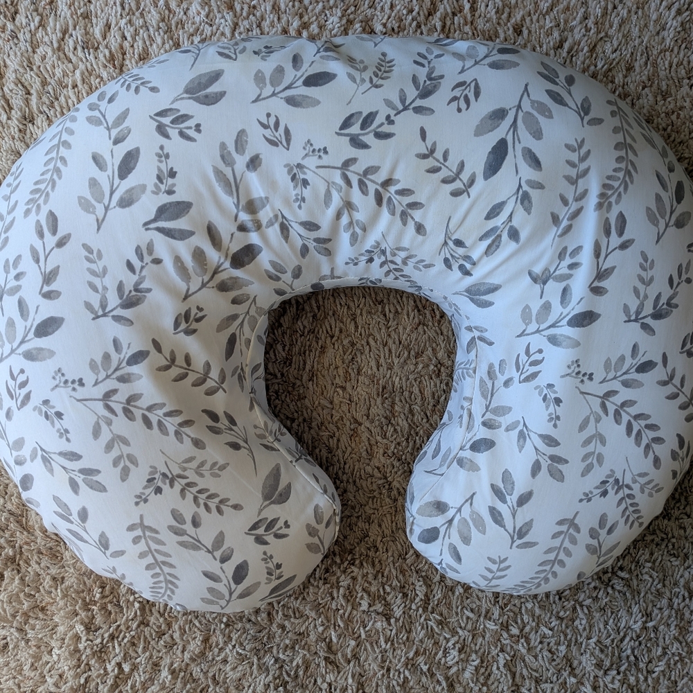 Floral Nursing Pillow - Gray and White